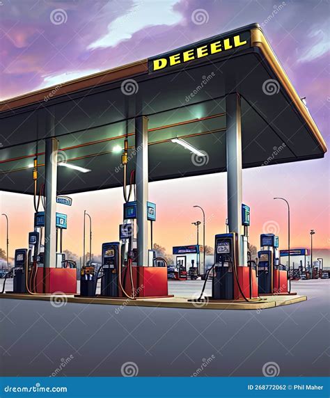 Diesel Gas Stations Commercial Business. Generative AI. Stock Photo ...