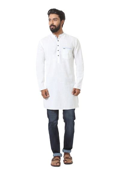 Buy Men White Textured Ethnic Kurta Online - 217561 | Peter England