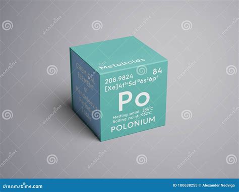 Polonium As Element 84 Of The Periodic Table 3D Illustration On Green ...