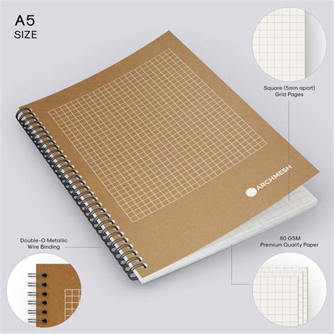 Archmesh » A5 Square Grid Notebook | Dot | Isometric | Square | Grid ...