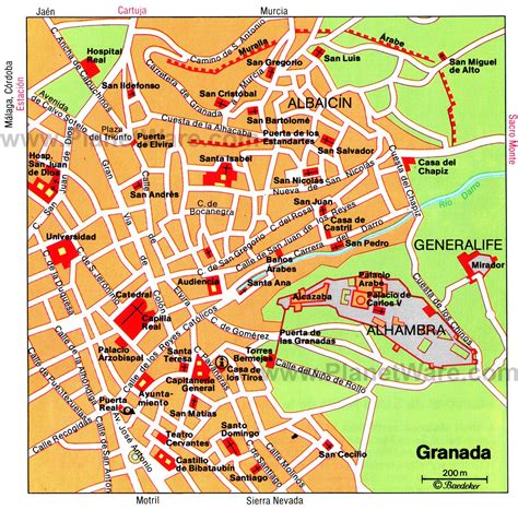 Granada, Tourist map, Tourist