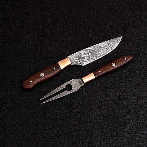 Damascus Carving Knife Set // 2 Pieces Set - Black Forged Knives ...