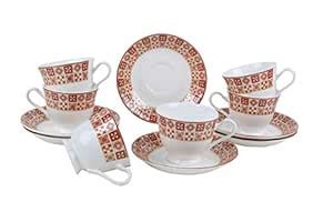 Buy Bp Bharat Bone China Ngr Magic Mug and Saucer Set, 160Ml, 12-Pieces ...
