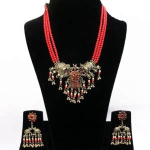 SSN Global Oxidised Silver Red Jewellery Set Price in India - Buy SSN ...