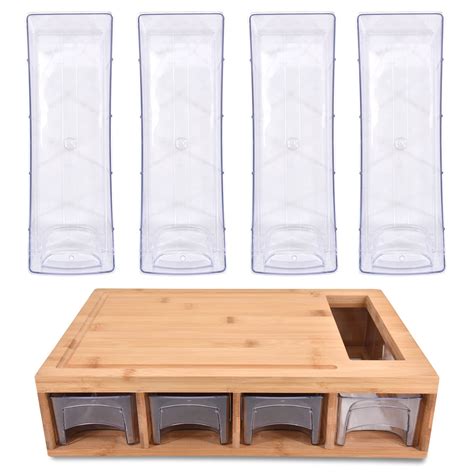 Bamboo Cutting Board With Containers And Locking Lid Includes Built ...
