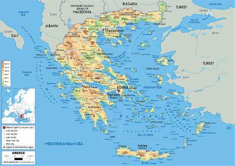 Greece Map (Physical) - Worldometer