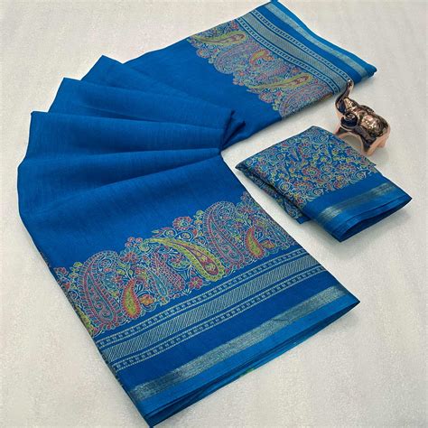 Traditional Green Kashmiri Printed Silk Blend Saree