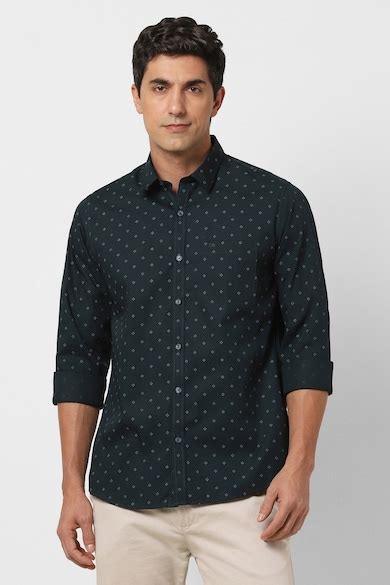 Buy Men Green Slim Fit Print Full Sleeves Casual Shirt Online ...