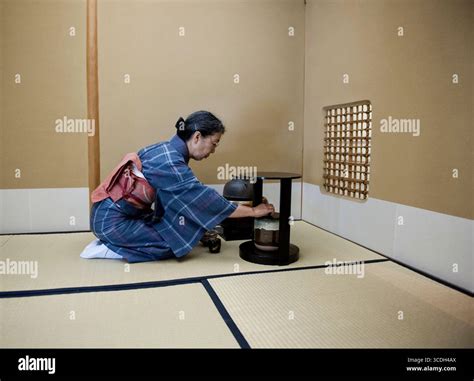 Japanese woman performing tea ceremony, Tokyo, officially Tokyo Metropolis, one of the 47 ...