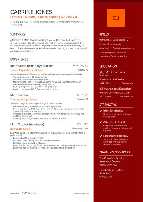 5 Teacher Career Change Resume Examples & Guide for 2024