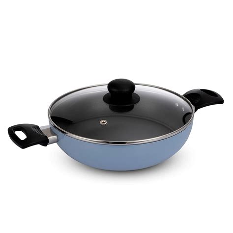 Buy Fackelmann Cologne Range Non-Stick Aluminium Kadai with Glass Lid ...