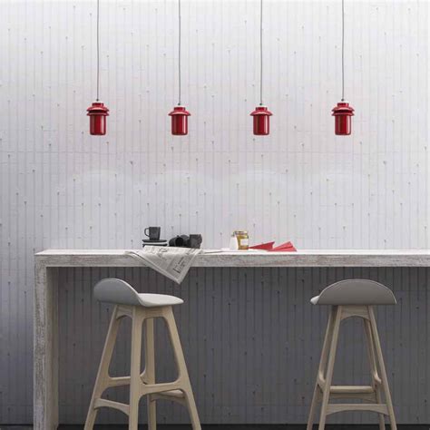 Suspended design lamp in red ceramic produced in Italy Asia