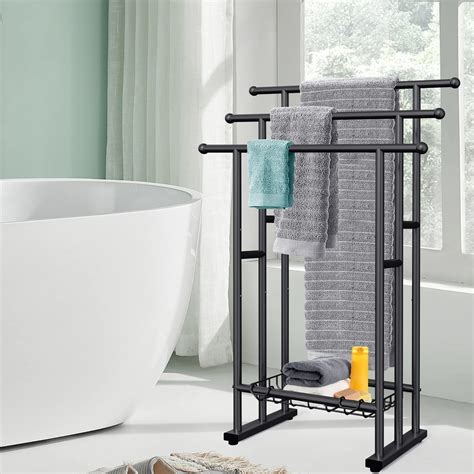 Spindle Floor Towel Rack Berkfield Freestanding Towel Rack White