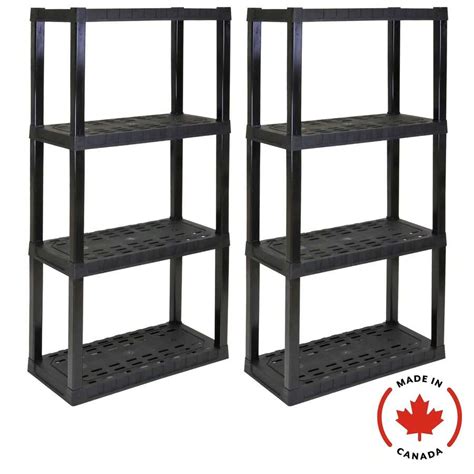 4-Tier Plastic Storage Shelves - 2-Pack Garage Rack System, 400 Lb ...