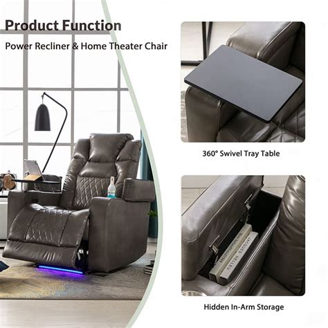 Power Motion Recliner with USB Charging Port, Home Theater Seating with 2 Convenient Cup Holders ...