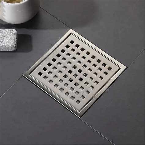 4 Inch Square Shower Drain Stainless Steel Floor Drain With Removable ...