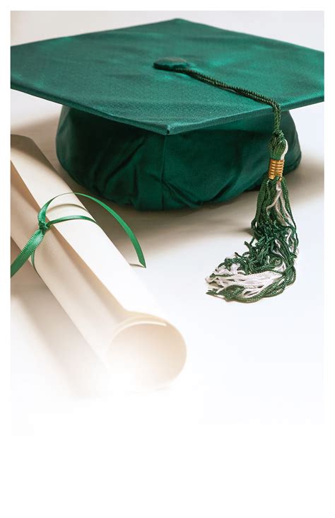 Green Graduation Cap And Diploma