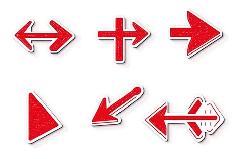 Sticker design with red arrows pointing in different directions in a ...