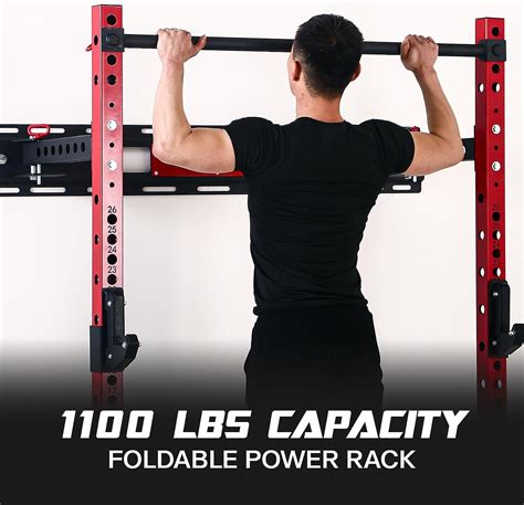 Mappding Folding Squat Rack Wall Mounted with Weight Bench...