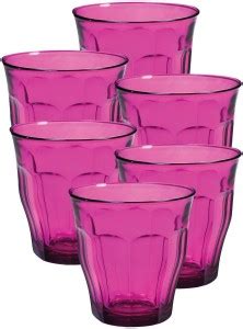 Duralex (Pack of 6) Picardie Tumbler Pink Color Tempered Glass Set ...