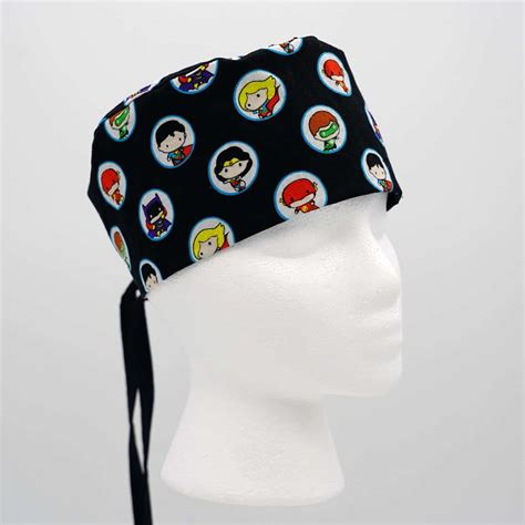 Men’s Chibi Hero on Black Scrub Cap - Phancy Phish Crafts