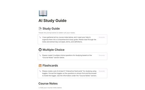 AI Study Guide 2024 Template | Notion Marketplace