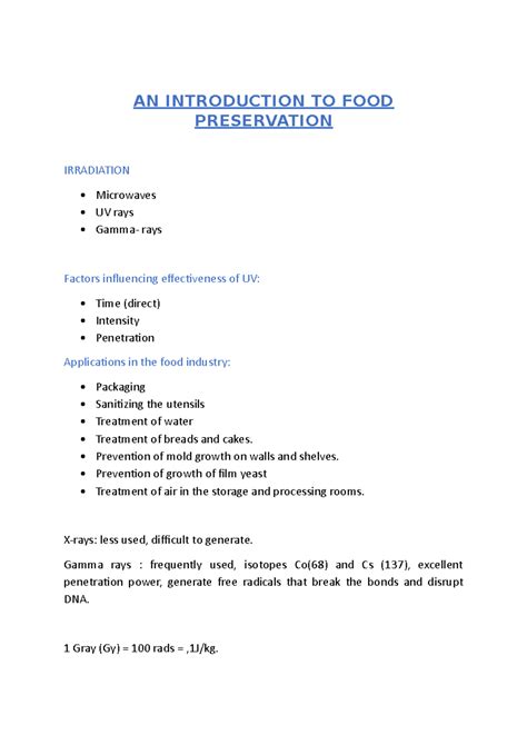 An introduction to food preservation - AN INTRODUCTION TO FOOD ...