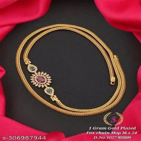 1 GRAM GOLD PLATED 24" inch FOX CHAIN PENDANT FOR WOMEN/GIRLS – Springkart