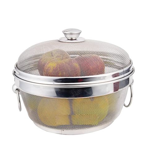 Buy Stainless Steel Fruit & Vegetable Basket with Lid - 23 CM Large ...