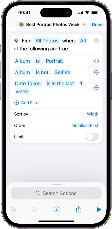 Add filter parameters to Find and Filter actions in Shortcuts on iPhone ...