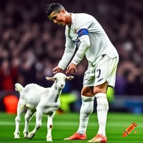 Ronaldo with his pet goat on Craiyon