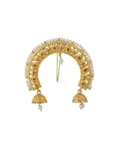 Anuradha Pearl Fancy Golden Finish Traditional Hair Brooch Ambada Hair ...