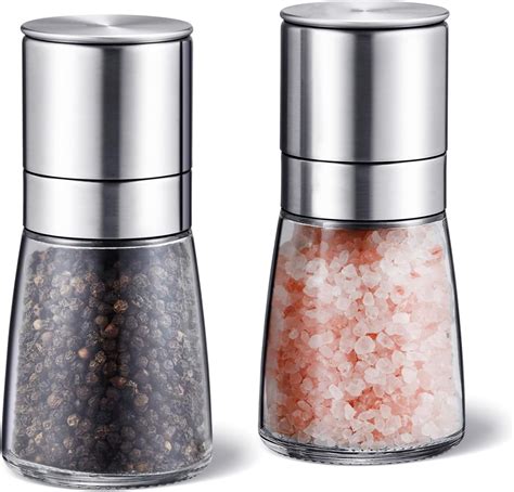 Salt and Pepper Grinder Set - Chunky Glass Pepper Grinder Manual and ...