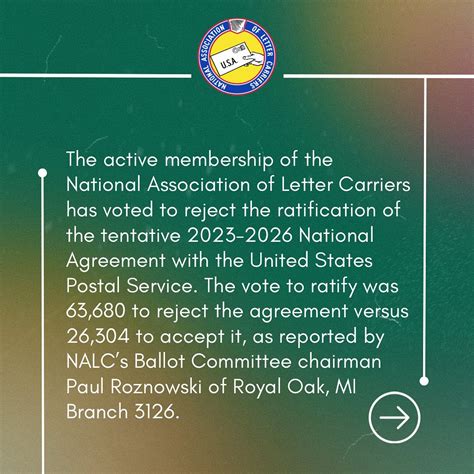 Nat’l Assoc of Letter Carriers | Details on the NALC membership’s vote ...