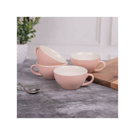 Buy VarEesha Neerja Pastel Pink Ceramic Soup Bowls with Handles/ Soup ...