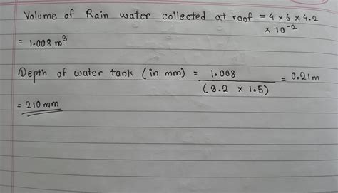 Rainfall measuring 4.2 cm on a flat roof with dimensions 4 m x 6 m is ...