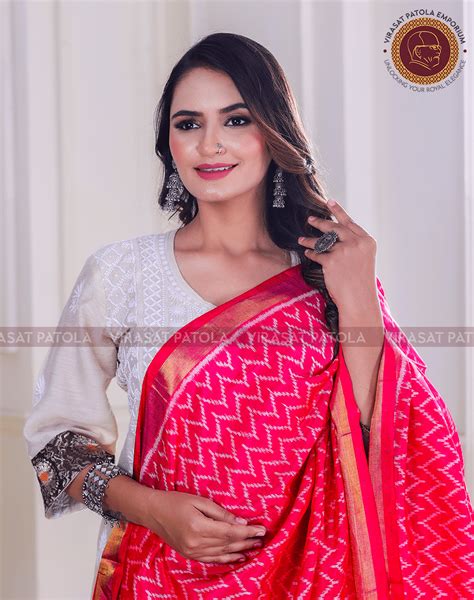Pink Leriya Patola Dupatta | Single Ikkat | Virasat Patola