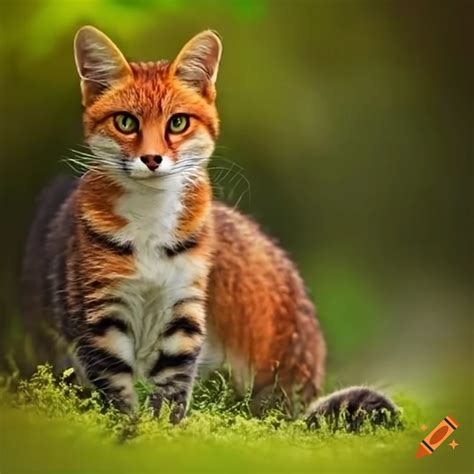 Cat and fox mix in a woodland setting on Craiyon