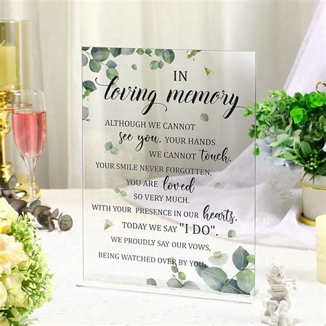 Amazon.com: Wedding Memorial Sign In Loving Memory Sign 8.3 x 11 Inch Wedding Decor Acrylic ...