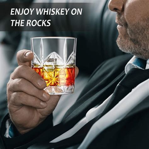 Buy Whiskey Glass, Whiskey Glass Set of 4, Veecom 10 oz Thick Bottom ...