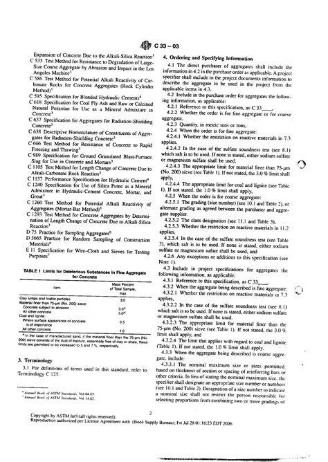 SOLUTION: 031 astm c 33 2003 concrete aggregates - Studypool