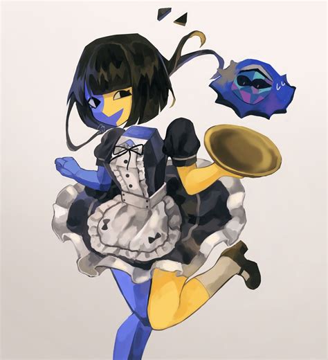 Safebooru - 1girl :d apron bangs black dress black hair black ribbon ...