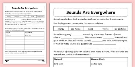 Sounds Are Everywhere Worksheet - Twinkl - KS2