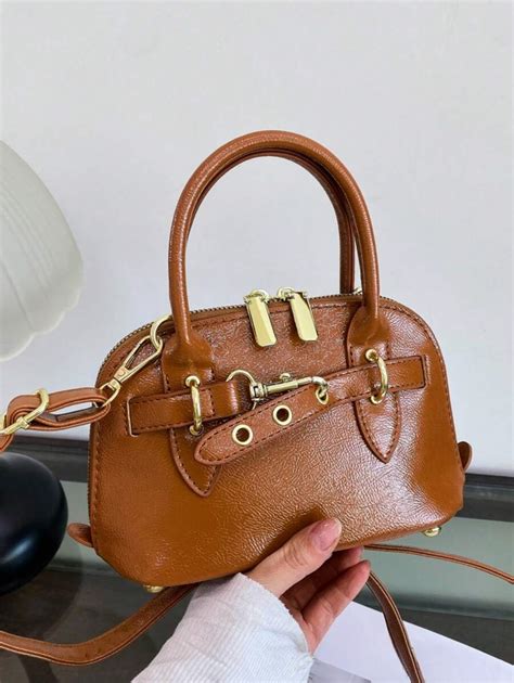 New Spring Vintage Brown Patent PU Shell Handbag, Fashionable Women ...