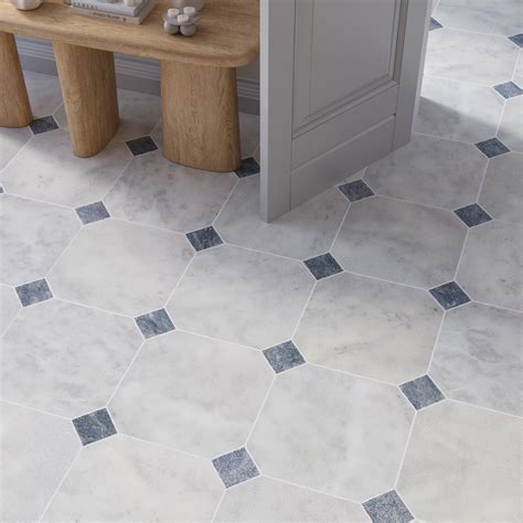 Grey Octagon Bathroom Tile