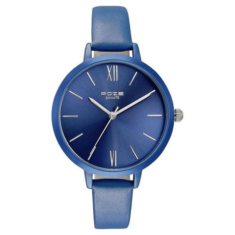 Buy Online Sonata Poze Quartz Analog Blue Dial Leather Strap Watch for ...