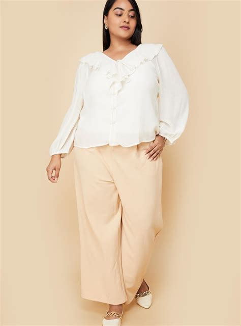 Buy Women Solid Ruffled Top Online at just Rs. 899.0 - 1000013419289 ...