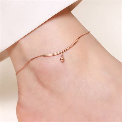 Buy Rose Gold Plated Drop Chained Silver Anklet – Zavya