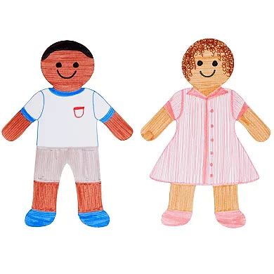 Paper Shapes Of Boy And Girl, Pack Of 48 Blank Paper Kid Shaped People ...