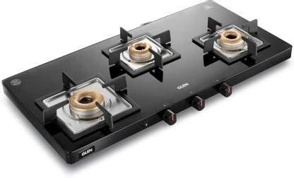 Glen Ultra Slim Glass Gas Stove with 3 High Flame Forged Brass Burner ...
